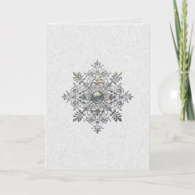 Silver Snowflake Holiday Card (Front)