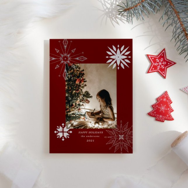 Silver Snowflake Holiday Photo Card (Creator Uploaded)