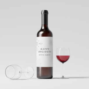Silver Snowflake Holiday Wine Label