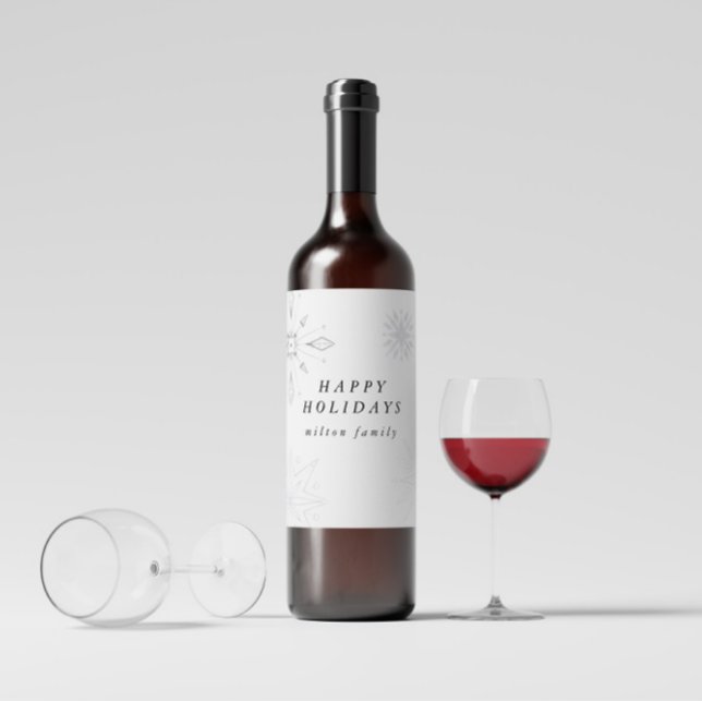 Silver Snowflake Holiday Wine Label (Creator Uploaded)