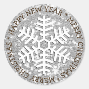 Silver Snowflake Joyeux Sticker de Noël