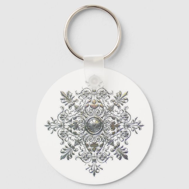 Silver Snowflake Keychain (Front)