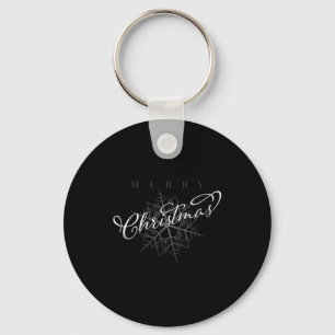 Silver Snowflake Merry Christmas Keychain