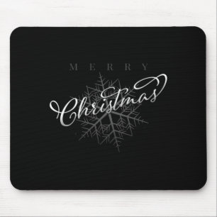 Silver Snowflake Merry Christmas Mouse Pad