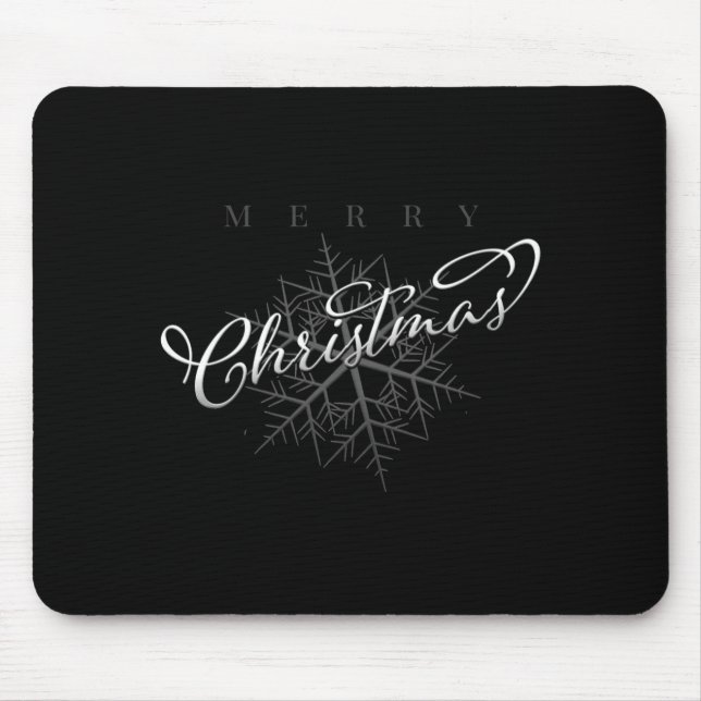 Silver Snowflake Merry Christmas  Mouse Pad (Front)