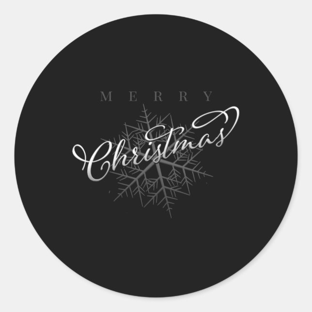 Silver Snowflake Merry Christmas T Shirt  Classic Round Sticker (Front)