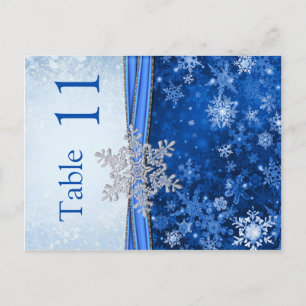 Silver snowflake on blue Table number Postcard