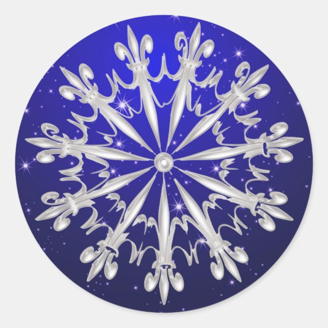Silver snowflake on night sky  Sticker (Front)