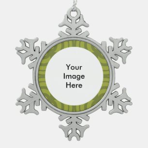 Silver Snowflake Ornament with Green Frame