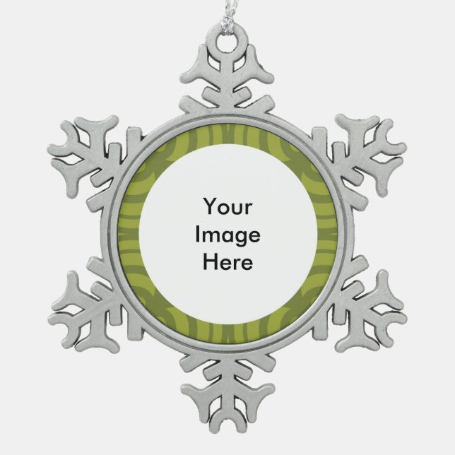 Silver Snowflake Ornament with Green Frame (Front)