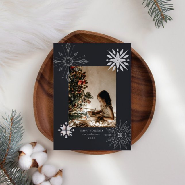 Silver Snowflake Photo Holiday Card (Creator Uploaded)