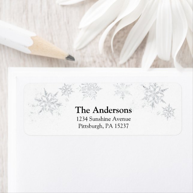 Silver Snowflake Return Address Label (Insitu)