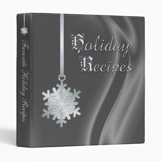 Silver Snowflake Silver Silk Holiday Recipe Binder (Front/Spine)