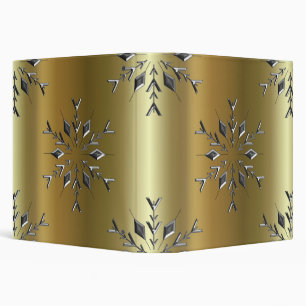 Silver Snowflake Stars on Gold Binder