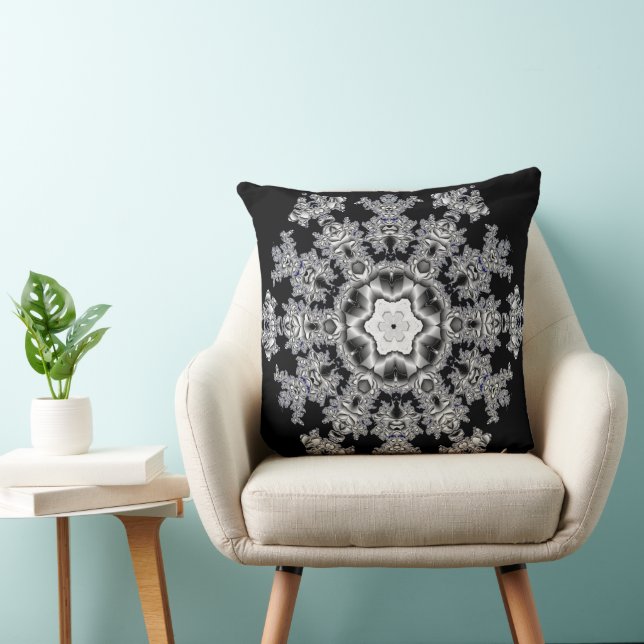 Silver Snowflake Throw Pillow (Chair)