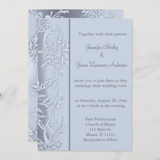 Silver Snowflake Wedding Invitation (Front/Back)