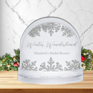 Silver Snowflake Winter Bridal Shower Snowglobe