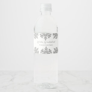 Silver Snowflake Winter Bridal Shower Water Bottle Label