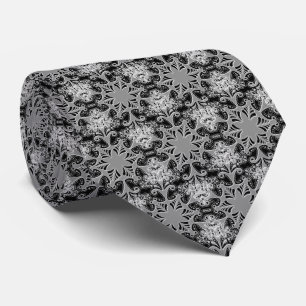 Silver Snowflake Winter Holiday Black Abstract  Tie