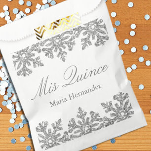 Silver Snowflake Winter Quinceanera Favour Bag