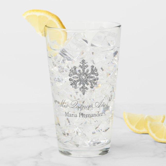 Silver Snowflake Winter Quinceanera Glass (Front Ice)