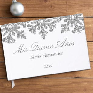 Silver Snowflake Winter Quinceanera Guest Book