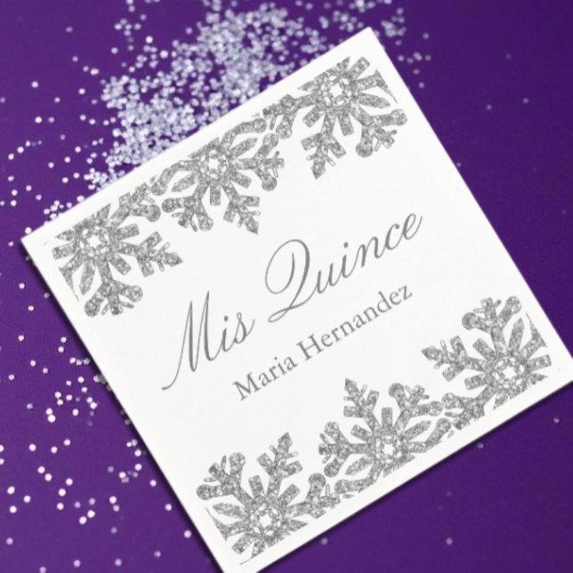 Silver Snowflake Winter Quinceanera Napkin (Creator Uploaded)