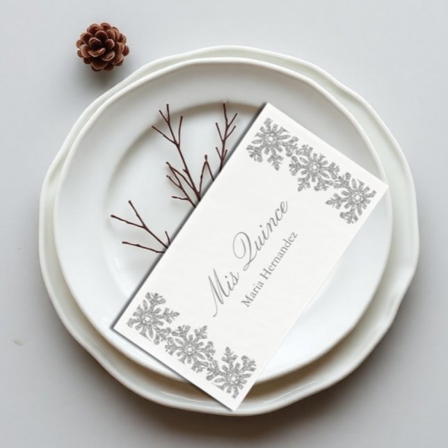 Silver Snowflake Winter Quinceanera Napkin (Creator Uploaded)