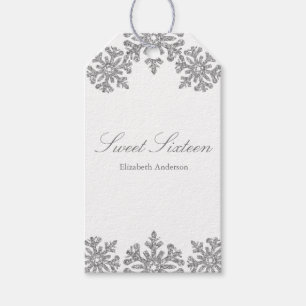 Silver Snowflake Winter Sweet 16 Gift Tags