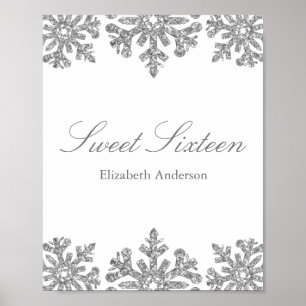 Silver Snowflake Winter Sweet 16 Poster