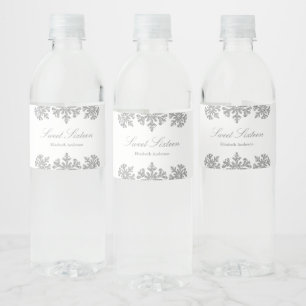 Silver Snowflake Winter Sweet 16 Water Bottle Label