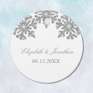 Silver Snowflake Winter Wedding Favour Tags