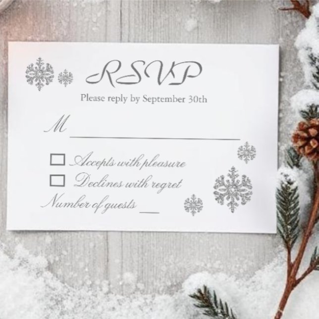 Silver Snowflake Winter Wedding RSVP (Creator Uploaded)