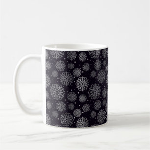 Silver snowflake with fish scales pattern coffee mug
