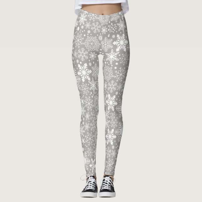 Silver Snowflake Women's Leggings (Front)
