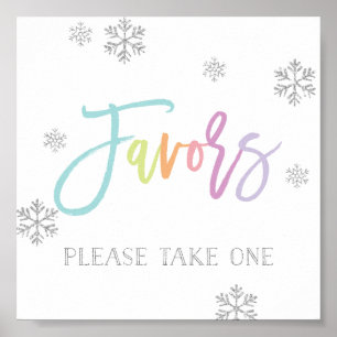 Silver Snowflakes and Rainbow Chic Favour Sign