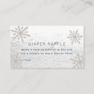 Silver Snowflakes Baby Shower Diaper Raffle Ticket Enclosure Card