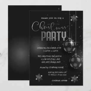 Silver Snowflakes Balls Christmas Corporated Invitation