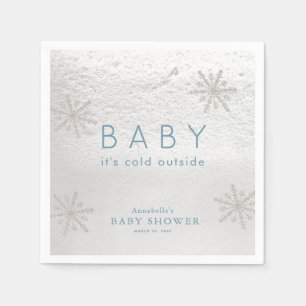 Silver Snowflakes Blue Baby Shower Napkins