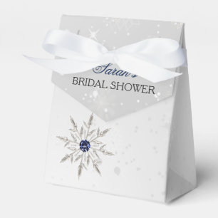 silver snowflakes bridal shower favour box
