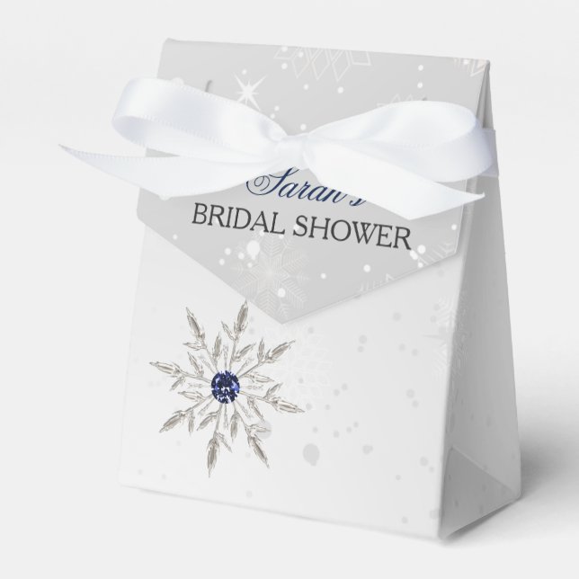 silver snowflakes bridal shower favour box (Front Side)