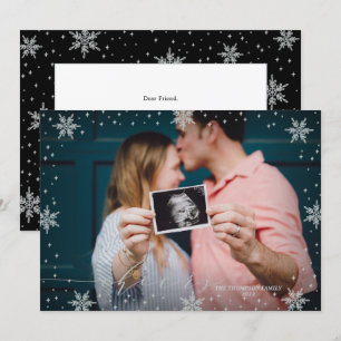 Silver Snowflakes Cheers Photo Christmas Holiday Card
