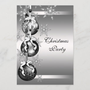 Silver Snowflakes Christmas Party Invitation