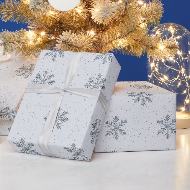 Silver Snowflakes Christmas  Wrapping Paper (Holidays)