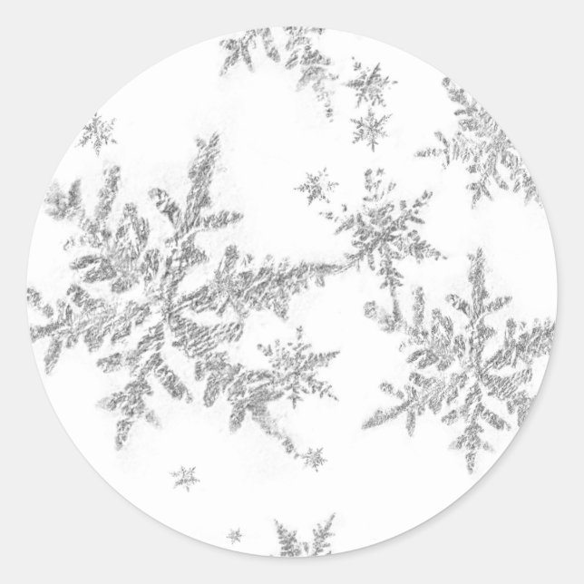 Silver Snowflakes Classic Round Sticker (Front)