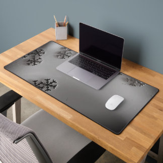 Silver Snowflakes Desk Mat