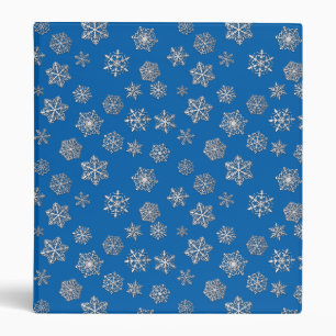 Silver snowflakes on a cobalt blue background binder