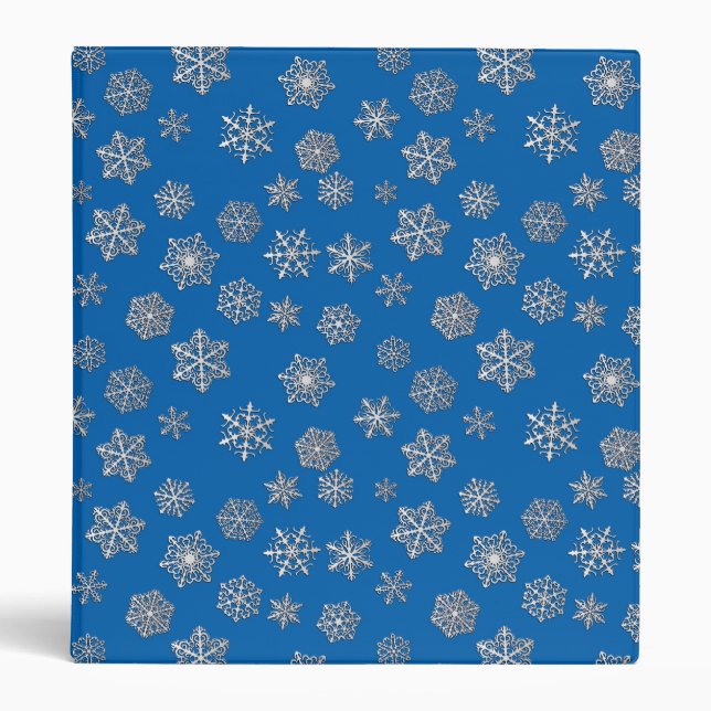Silver snowflakes on a cobalt blue background binder (Front)