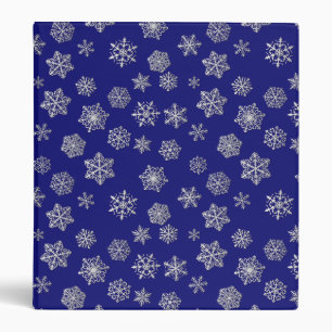 Silver snowflakes on a dark blue background binder