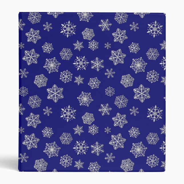 Silver snowflakes on a dark blue background binder (Front)